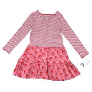 Tea Collection Tiered Skirted Dress Striped & Fresa Fields Red Pink Sz 6